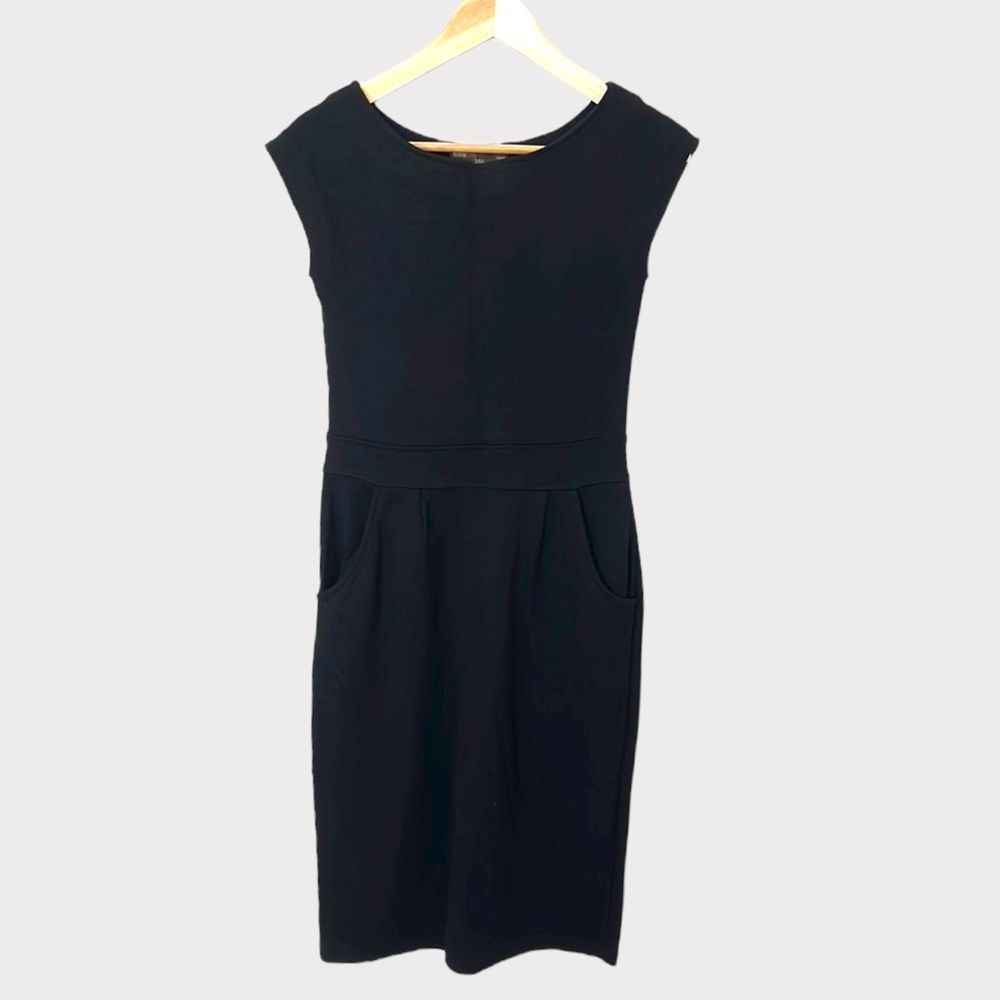 Zara Black Knit Midi Length Dress Size Medium 